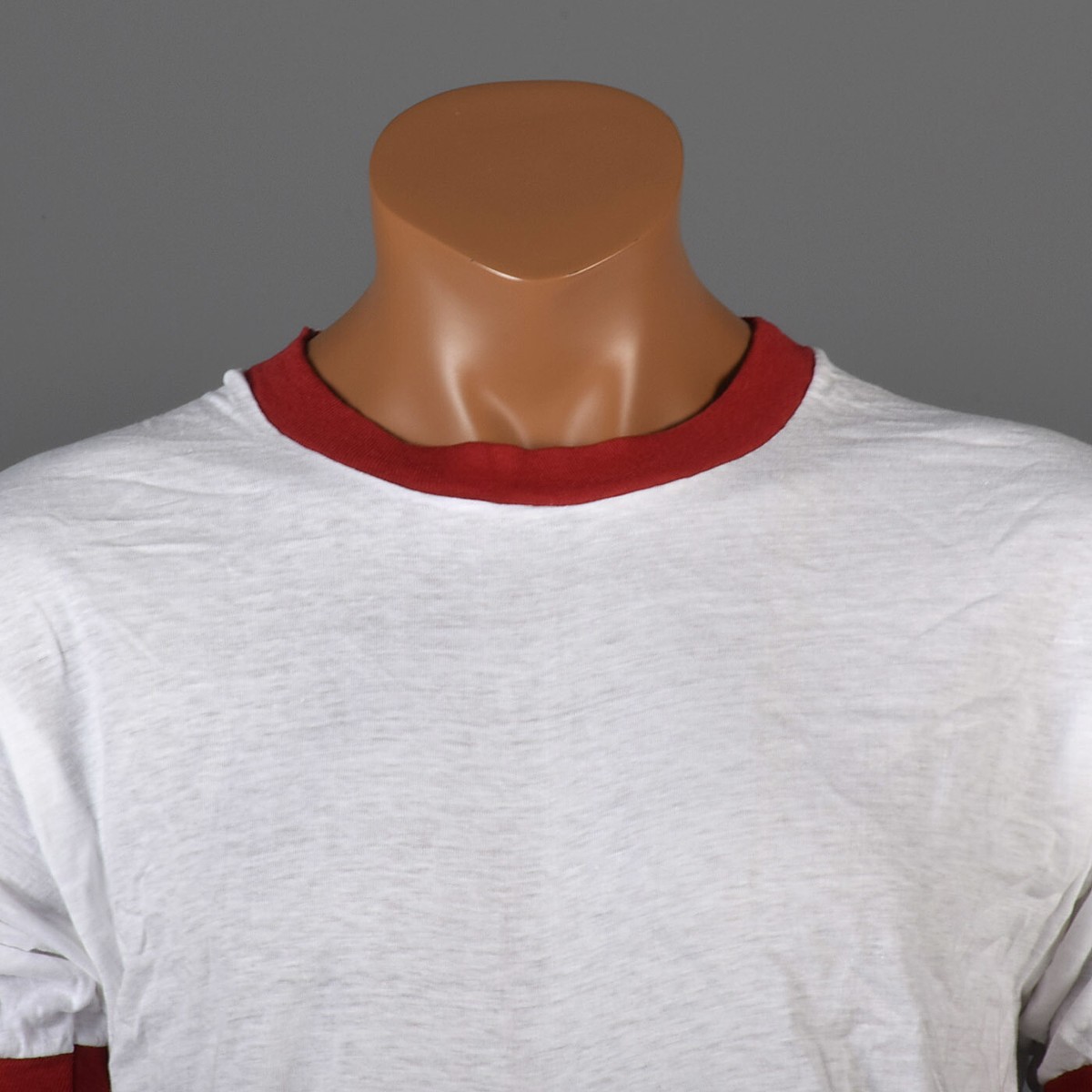 S/M 38-40 Mens 1970s Red Ringer Tee Cotton Ribbed Knit