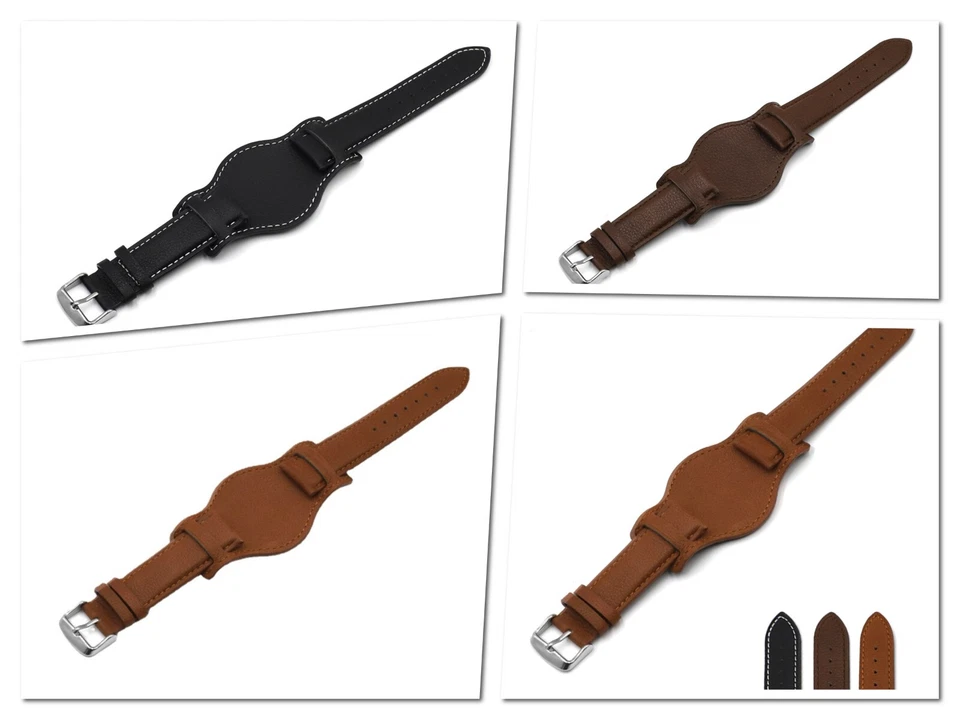 Reloj Correa Cuero Brazalete Militar Pulsera Pulsera 18mm 20mm 22mm Foto 2 de 4