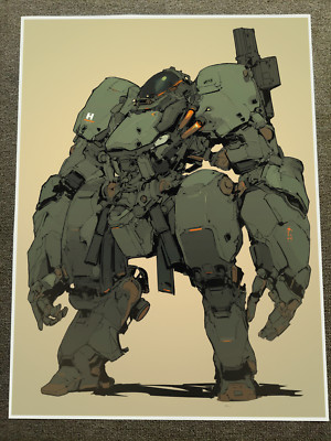Heavy Duty Mecha - Futuristic Industrial Sci-Fi Art Print 18x24in