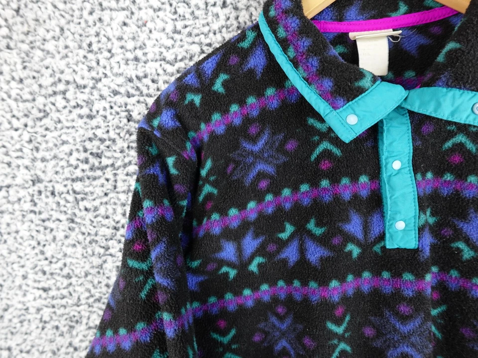 Jaqueta de Feijão Vintage LL Juventude X-Grande Preta Azul Asteca Floco de Neve Lã - Imagem 2 de 4