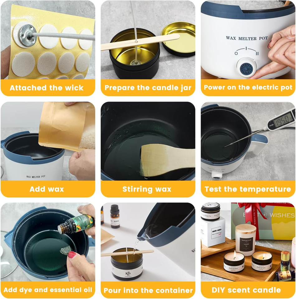 Candle Wax Melting Pot with Thermometer, Wax Melter for Candle Making