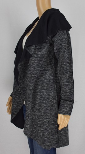 Kensie Womens Gray Black Open Front Cardigan Sweater Top M - Picture 2 of 5