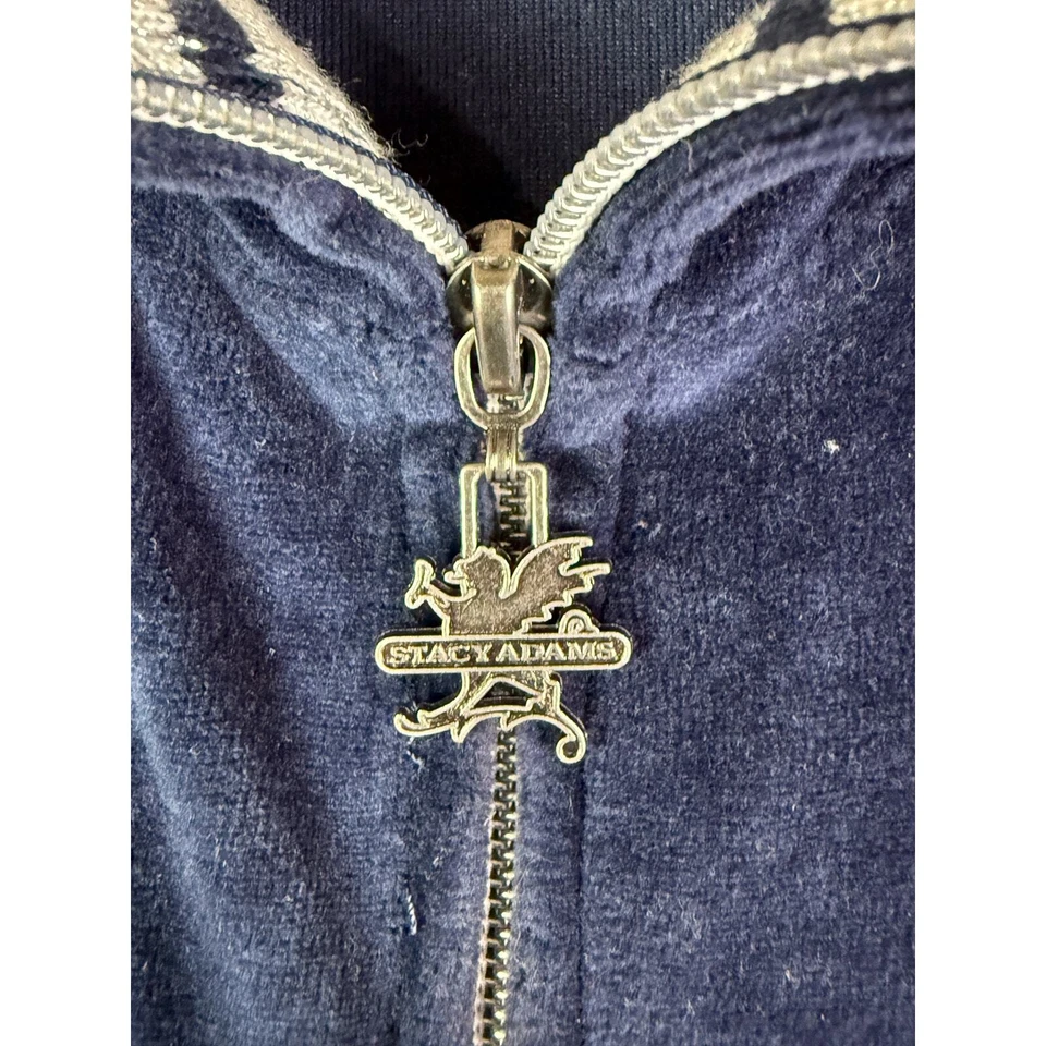 Stacy Adams Velour Traje Chaqueta + Pantalones Azul Plata De Colección Y2K Para Hombres Grande Foto 4 de 4