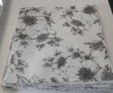 Quilt Block Fabric Squares Lot 5 INCH blk/wh floral print 26 count