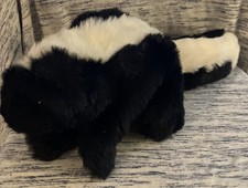 Vintage Furry Plush White Black Skunk Hand Puppet