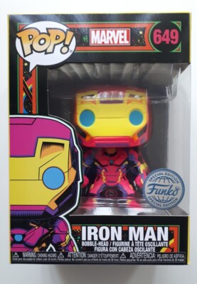 Funko Pop Iron Man Marvel Nummer 649 Bobble Head Special Edition Black Light