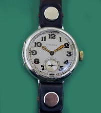 Vintage 1928 Longines Sterling Silver Trench Military Men's Watch Caliber 13.34