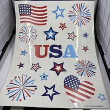 PATRIOTIC Window Clings USA PATRIOTIC STARS AND FIREWORKS