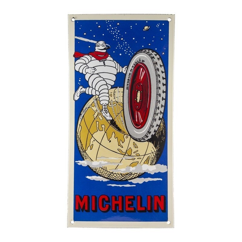 Plaque émaillée Michelin Planète Carte 40 x 20 cm : décoration murale vintage en métal