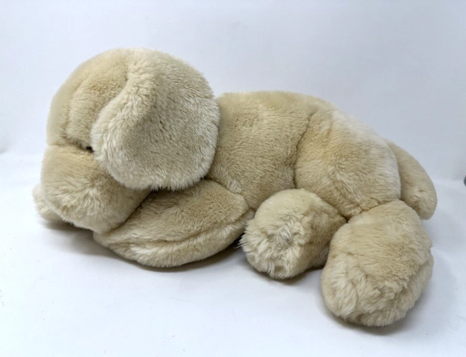 Cloud b Sleeping Beige Puppy Dog 14" Plush Lavender Ears Collar Embroidered Eyes - Image 3 of 4
