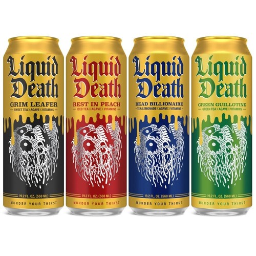 Liquid Death Ice Variety Grim Leafer Rest in Peach Dead Billionaire 19.2Oz 12 PK - Picture 2 of 7