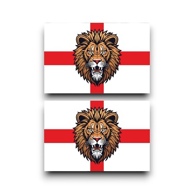 2x Small Lion With England English St George's Cross Flag Vinyl Sticker ...