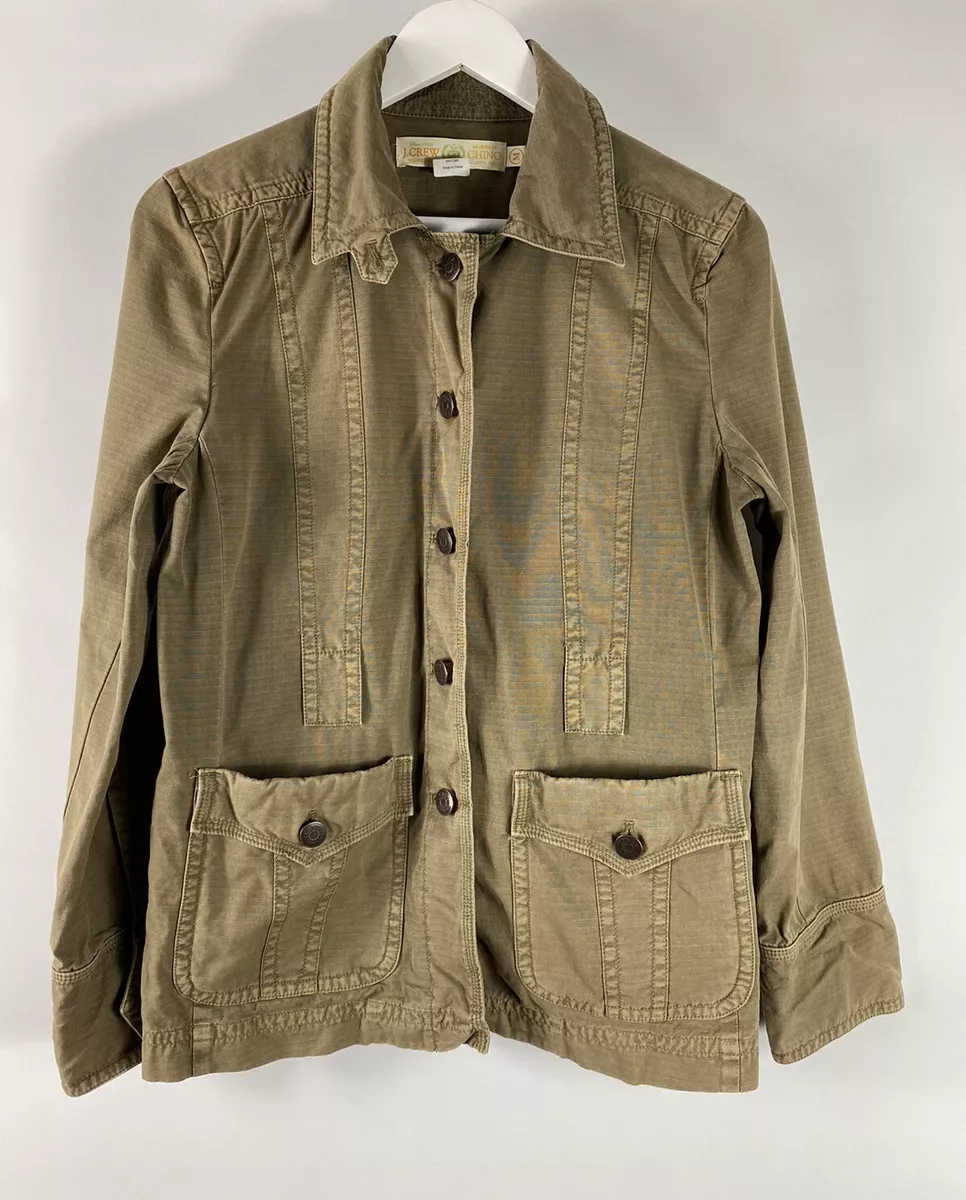 J Crew Chino Classic Twill Jacket Army Green Olive Brown Women s Size Medium