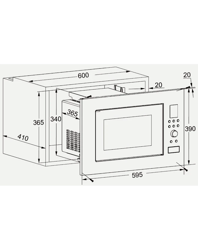 Wolkenstein Einbaumikrowelle WMW900-25GB EB - schwarz 900W Grill 1000W - Bild 3 von 3