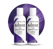  2 Pack Adore Semi Permanent Hair Dye Color 4oz  113 African Violet 