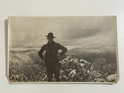 1925 Photograph of Boy Scout Leader in the Snowy National Forest, antique BSA