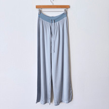 PJ Harlow Women  s Size XS Blue Suprema Cotton Satin Blend Wide Leg Lounge Pants