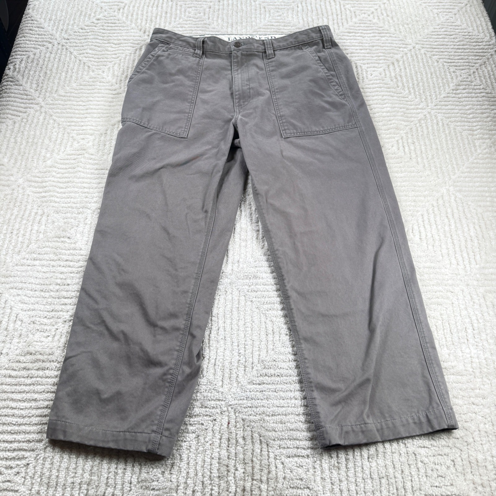 Lands End Utility Fatigue Pants Mens 36x32 Gray Traditional Fit Cotton Workwear