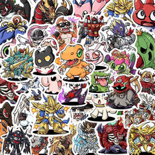 Digimon Stickers 50 Pack Decal Sticker Set Agumon War Greymon Large 2 Inch Avg.+