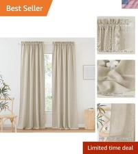 Chic 52"W x 84"L Semi Sheer Beige Curtains, Safe for Kids and Pets - 2 Pieces