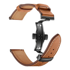 Leather Watch Band Quick Release Strap Butterfly Buckle 20mm 22mm