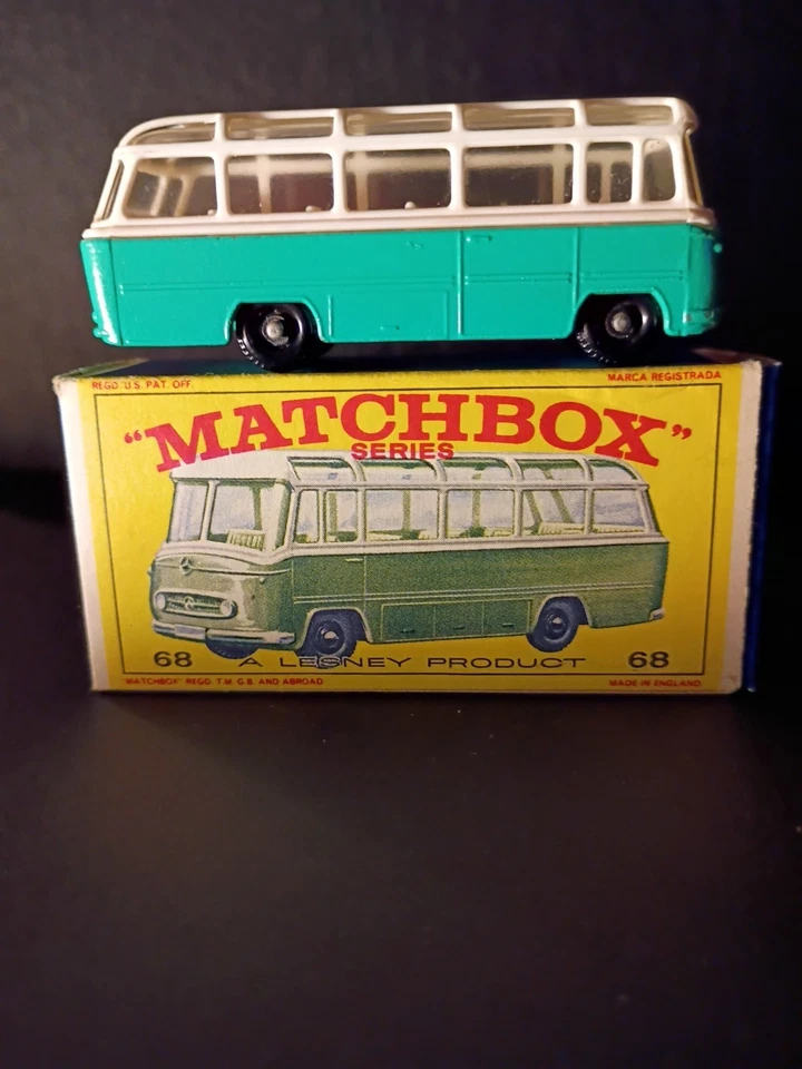 火柴盒 #68B 梅赛德斯蔻驰绿松石 1965 VN/全新原装 E1 盒 — 第 2/4 张图片