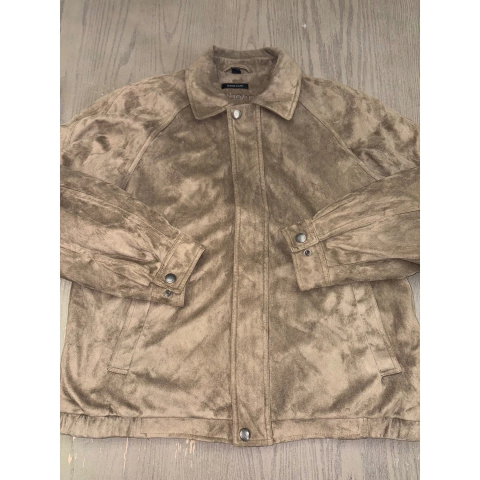 Chaqueta De Colección Claiborne Acabado Gamuza Imitación Gamuza Marrón Taupe Años 90 Estilo Y2K Para Hombres L Foto 2 de 4