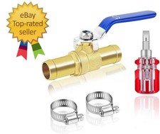 Brass Barb Shut Off Valve Kit - 5/8" In-Line for Heater Hoses, 5/8 Inch