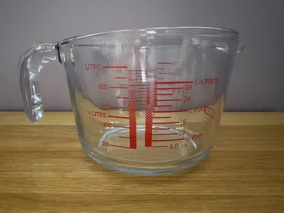 Pyrex Glas Messkanne 1 Liter groß breit 90th Anniversary Limited Edition
