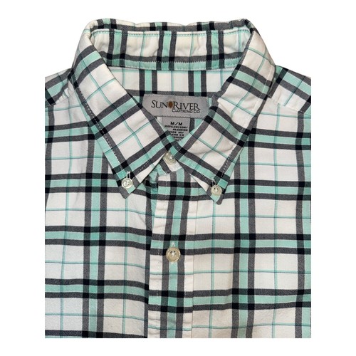 Sun River Clothing Co. Green, Black & Plaid Short Slv Button Down Men's Shirt M - Picture 4 of 10
