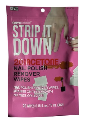 Onyx Professional Strip It Down Nail Polish Remover Wipes 20 Count On The Go