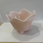 Fostoria  Grape Leaf Pink Milk Glass Bowl Vintage 1950's 3.5” Tall