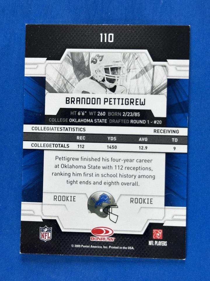 2009 Donruss Elite #110 Brandon Pettigrew Detroit Lions #/999 - Image 2 of 2