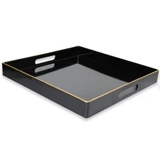 13x13 inch Black Decorative Tray Square Modern Plastic Coffee Serving Tray
