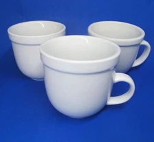 Pottery Barn Suppertime Du Jour White Coffee Mugs Cups Bundle of 3