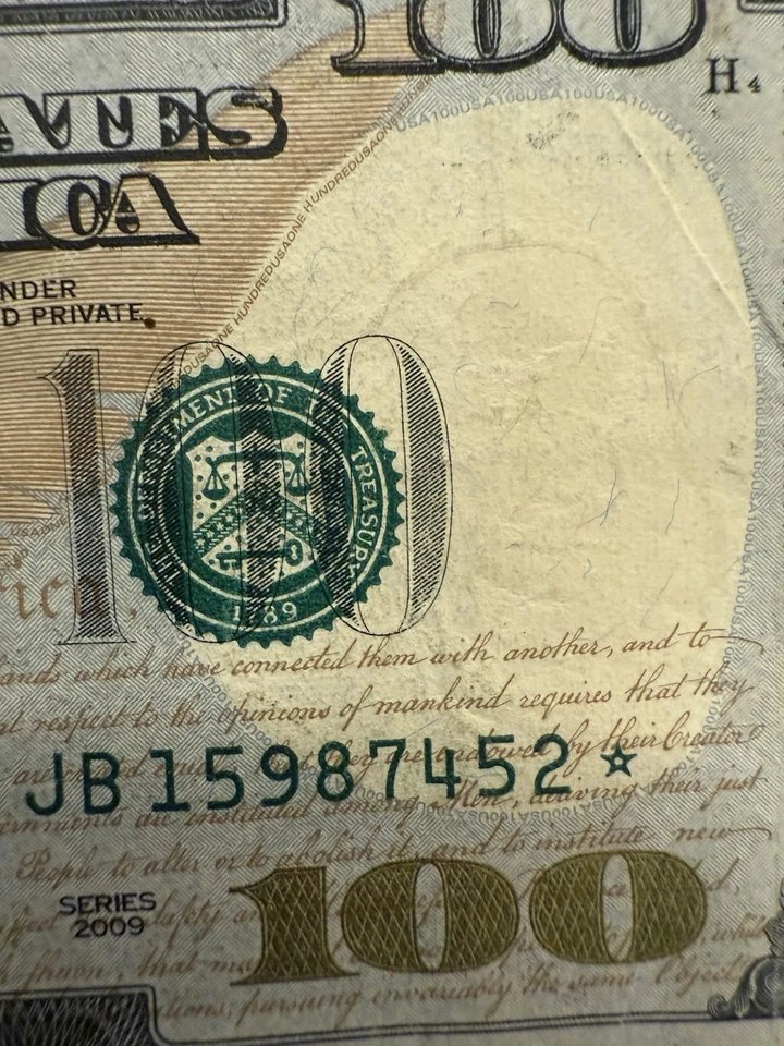 Billete estrella de 100 dólares Reserva Federal de los Estados Unidos serie de divisas 2009 Foto 2 de 4