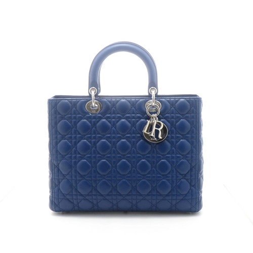 Dior Canage Lady Handbag Large Blue / SV Lambskin Women's #DB3339