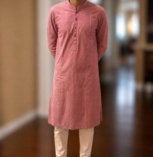 Boys Pink Cotton Woven Long Sleeve Kurta, Size 12 years Price: 30