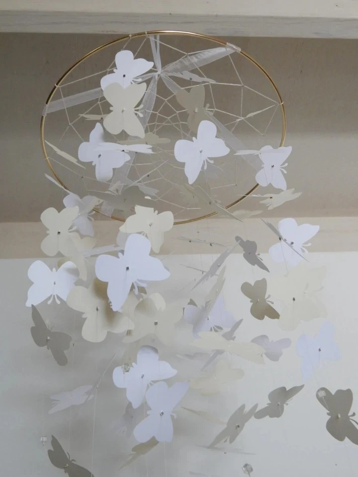 White and Ivory Butterfly Nursery Mobile - Image 3 of 4
