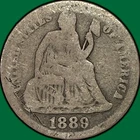 1889 Seated Liberty Dime Good G Coin #37221