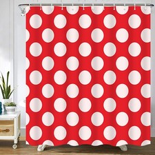 Red And White Polka Dots Shower Curtain Geometry Bath Curtains Bathroom Decor Wa