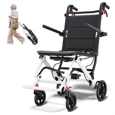 Super Lightweight Transport Wheelchair. Easy to Travel, Locking Hand Brakes, ...