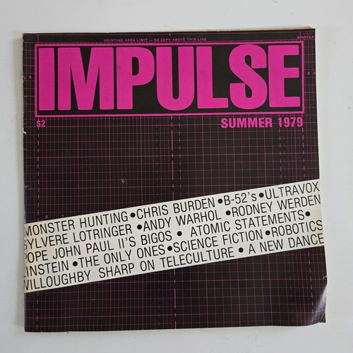 Impulse Magazine Toronto Art Culture Summer 1979 Vintage Andy Warhol B52s RARE