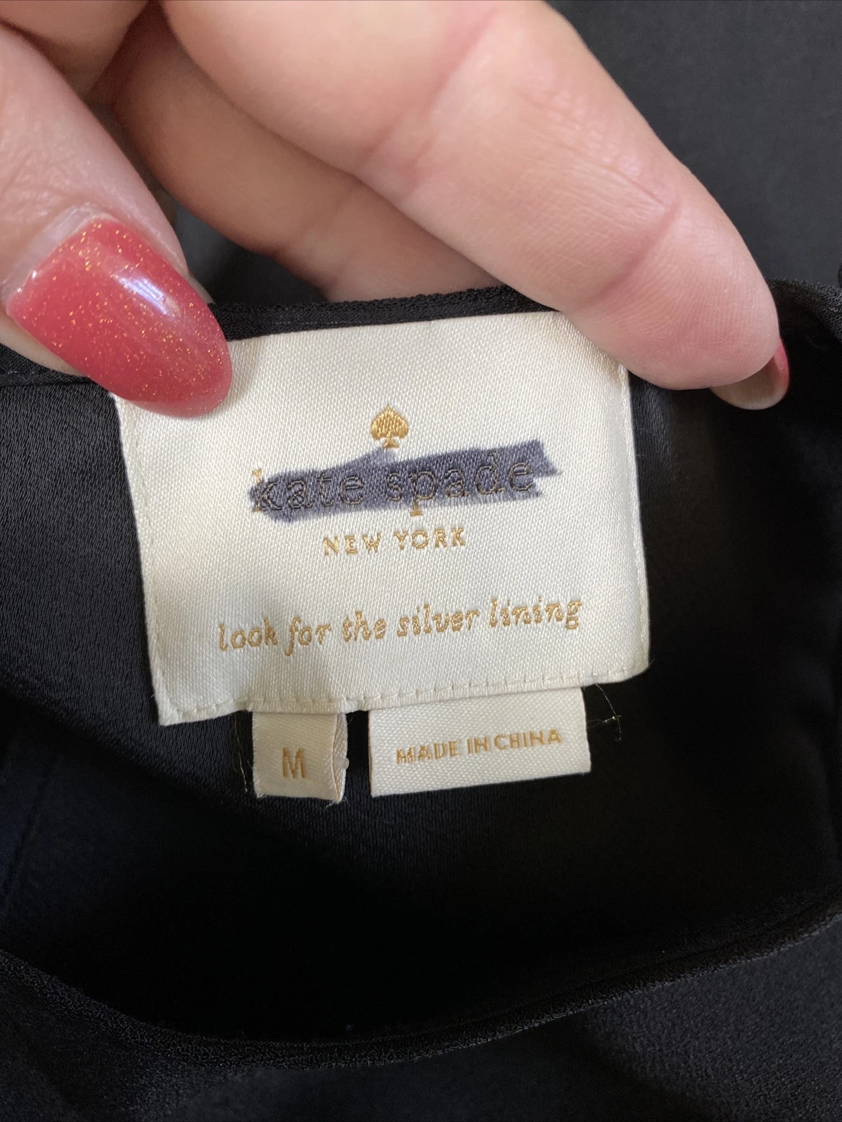 Abito Kate Spade nero spalle fredde con volant buco della serratura dietro crepe cambio M come nuovo!