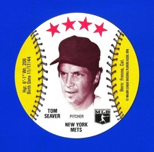 1976 TOWNE CLUB BASEBALL POP CENTERS DISC - TOM SEAVER NM+ NEW YORK METS (SB1)