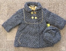Penelope Mack Dress Coat Hat Black Houndstooth Lined $68 Girls Toddler 4 4T