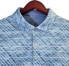 Hickey Freeman Geometric Polo Shirt Men's XL Blue Short Sleeve Golf Performance