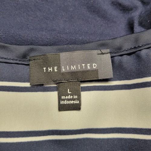The Limited Large Navy Blue White Striped Round Neck Sleeveless Summer Tank Top - Picture 7 of 9