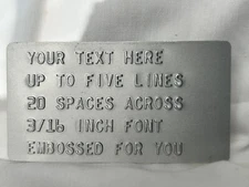 Aluminum I.D. DATA PLATE TAG Custom Personalized  Trailer Car Truck Boat