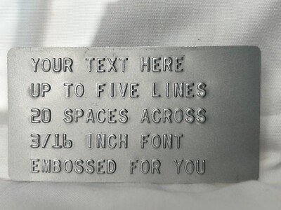 Aluminum I.D. DATA PLATE TAG Custom Personalized  Trailer Car Truck Boat